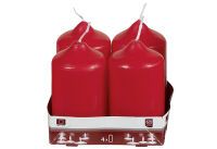 Stumpenkerze 9xØ5cm rot 4 Pack - 6 Stück