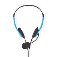 Nedis PC-Headset / Auf Ohr / Stereo / 2x 3.5 mm / Klappbarer Mikrofon / Blau