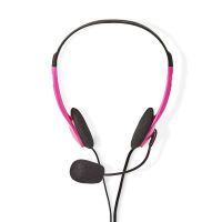 Nedis PC-Headset / Auf Ohr / Stereo / 2x 3.5 mm / Klappbarer Mikrofon / Pink