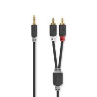 Nedis Stereo-Audiokabel| 3.5 mm Stecker| 2x RCA| Vergoldet| 1.00 m| rund| - Cable - Audio/Multimedia