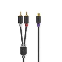 Nedis Stereo-Audiokabel| 2x RCA Stecker| Cinch Buchse| Vergoldet| 0.20 m| rund| - Cable - Audio/Multimedia