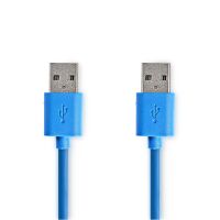 Nedis USB-Kabel / USB 3.2 Gen 1 / USB-A Stecker / USB-A Stecker / 5 Gbps / Vernickelt / 1.00 m / Rund / PVC / Blau / Umschlag