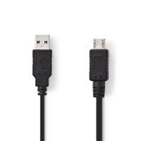 Nedis USB-Kabel / USB 2.0 / USB-A Stecker / USB Micro-A / 480 Mbps / Vernickelt / 2.00 m / Rund / PVC / Schwarz / Plastikbeutel