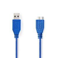 Nedis USB-Kabel / USB 3.2 Gen 1 / USB-A Stecker / USB Micro-B Stecker / 5 Gbps / Vernickelt / 5.00 m / Rund / PVC / Blau / Umschlag