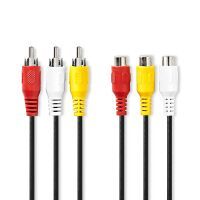 Nedis Composite-Videokabel / 3x Cinch-Stecker / 3x Cinch Buchse / Vernickelt / 480p / 5.00 m / Rund / PVC / Schwarz / Umschlag