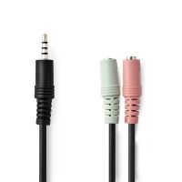 Nedis Stereo-Audiokabel| 3.5 mm Stecker| 2x 3.5 Buchse| Vernickelt| 0.20 m| rund| - Audio/Multimedia