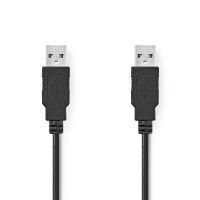 Nedis USB-Kabel / USB 2.0 / USB-A Stecker / USB-A Stecker / 480 Mbps / Vernickelt / 2.00 m / Rund / PVC / Schwarz / Box