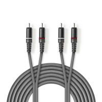 Nedis Stereo-Audiokabel / 2x RCA Stecker / 2x RCA Stecker / Vernickelt / 1.50 m / Rund / Dunkelgrau / Kartonhülle