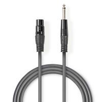 Nedis Unausgeglichen Audiokabel| XLR 3-Pin Buchse| 6.35 mm Stecker| Vernickelt| 3.00 m - Audio/Multimedia - 3 m