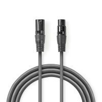 Nedis Balanced Audio-Kabel / XLR 3-Pin Stecker / XLR 3-Pin Buchse / Vernickelt / 0.50 m / Rund / PVC / Dunkelgrau / Kartonhülle