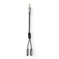 Nedis Stereo-Audiokabel / 3.5 mm Stecker / 2x 3.5 mm Buchse / Vergoldet / 0.20 m / Rund / Grau / Gun Metal Grau / Verpackung mit Sichtfenster