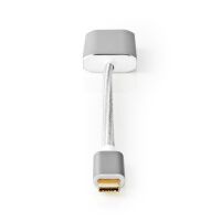 Nedis USB-C™ Adapter / USB 3.2 Gen 1 / USB-C™ Stecker / DisplayPort Buchse / USB-C™ Buchse / 4K@60Hz / Power delivery / 0.20 m / Rund / Vergoldet / Geflochten / Nylon / Silber / Verpackung mit Sichtfenster