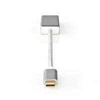 Nedis USB-C™ Adapter / USB 3.2 Gen 1 / USB-C™ Stecker / Mini DisplayPort Buchse / 0.20 m / Rund / Vergoldet / Geflochten / Nylon / Silber / Verpackung mit Sichtfenster