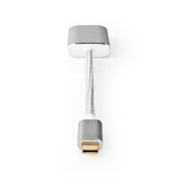 Nedis USB-C™ Adapter / USB 3.2 Gen 1 / USB-C™ Stecker / Mini DisplayPort Buchse / Power delivery / 0.20 m / Rund / Vergoldet / Geflochten / Nylon / Silber / Verpackung mit Sichtfenster