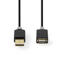 Nedis USB-Kabel| USB 2.0| USB-A Stecker| Buchse| 480 Mbps| Vergoldet| 2.00 m| - Cable - Digital