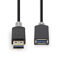 Nedis USB-Kabel / USB 3.2 Gen 1 / USB-A Stecker / USB-A Buchse / 5 Gbps / Vergoldet / 2.00 m / Rund / PVC / Anthrazit / Box