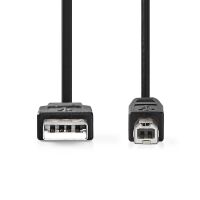 Nedis USB-Kabel / USB 2.0 / USB-A Stecker / USB-B Stecker / 480 Mbps / Vernickelt / 5.00 m / Rund / PVC / Schwarz / Blister