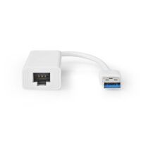 Nedis USB-Netzwerkadapter / USB 3.2 Gen 1 / 1 Gbps / USB-A Stecker / RJ45 Buchse / 0.20 m / Rund / Vernickelt / Reines Kupfer / Weiss / Box