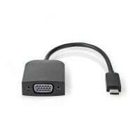 Nedis USB-C™ Adapter / USB 3.2 Gen 1 / USB-C™ Stecker / VGA Buchse / 1920x1200 / 5 Gbps / 0.20 m / Rund / Vernickelt / PVC / Schwarz / Plastikbeutel