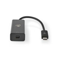 Nedis USB-C™ Adapter / USB 3.2 Gen 1 / USB-C™ Stecker / Mini DisplayPort Buchse / 8K@60Hz / 0.20 m / Rund / Vernickelt / PVC / Schwarz / Plastikbeutel