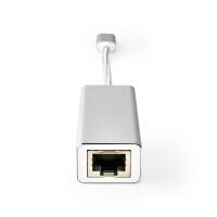 Nedis USB-Netzwerkadapter / USB 3.2 Gen 1 / 1 Gbps / USB-C™ Stecker / RJ45 Buchse / 0.20 m / Rund / Vergoldet / Verzinntes Kupfer / Silber / Verpackung mit Sichtfenster