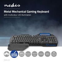 Nedis Wired Gaming Keyboard / USB / Mechanische Tasten / RGB / Nordisch / ND-Layout / Stromversorgung über USB / Netzkabellänge: 1.70 m / Gaming