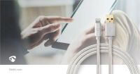 Nedis Lightning Kabel / USB 2.0 / Apple Lightning 8-Pin / USB-A Stecker / 480 Mbps / Vergoldet / 1.00 m / Rund / Geflochten / Nylon / Aluminium / Verpackung mit Sichtfenster