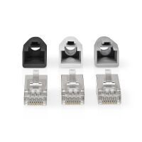 Nedis RJ45-Stecker / RJ45 Pass Through / Festes/verseiltes FTP CAT6 / Gerade / Vergoldet / 10 Stück / PVC / Grau / Schwarz / Weiss / Box