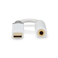 Nedis USB-C™ Adapter / USB 2.0 / USB-C™ Stecker / 3.5 mm Buchse / 0.10 m / Rund / Vergoldet / PVC / Weiss / Box