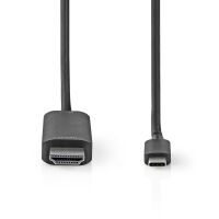 Nedis USB-C™ Adapter / USB 3.2 Gen 1 / USB-C™ Stecker / HDMI™ Stecker / 4K@60Hz / 2.00 m / Rund / Vernickelt / PVC / Schwarz / Box