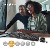 Nedis Maus und Tastatur-Set / Wireless / Maus- und Tastaturverbindung: USB / 800 / 1200 / 1600 dpi / Einstellbar DPI / QWERTY / ND-Layout