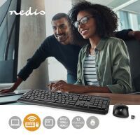 Nedis Maus und Tastatur-Set / Wireless / Maus- und Tastaturverbindung: USB / 800 / 1200 / 1600 dpi / Einstellbar DPI / AZERTY / FR-Layout