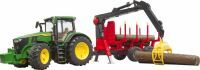 Bruder 03154 John Deere 7R 350 mit Rückeanhänger und 4 Baumstämmen