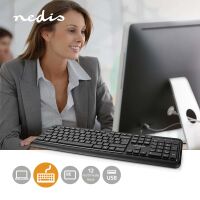 Nedis Kabelgebundenes Keyboard| USB| Stromversorgungüber| Multimedia| AZERTY|