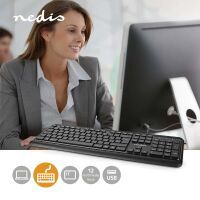 Nedis Kabelgebundenes Keyboard| USB| Stromversorgungüber| Multimedia| QWERTY|