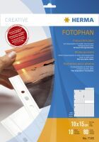 HERMA Fotophan transparent photo pockets 10x15 cm portrait white 10 pcs. - 100 x 150 mm - Transparent - White - Polypropylene (PP) - Portrait - 230 mm - 310 mm