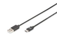 DIGITUS USB 2.0 Anschlusskabel Typ A -C  St/St     1.8m,  sw (AK-300136-018-S)