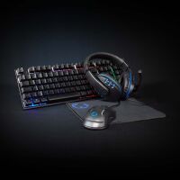 Nedis Gaming Combo Kit / 5-in-1 / Tastatur, Headset, Maus und Mauspad / Schwarz / QWERTY / ND-Layout