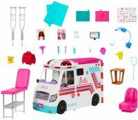 Mattel Barbie 2-in-1 Krankenwagen Spielset (mit Licht & Geräuschen)