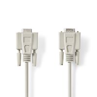 Nedis Serielles Kabel / D-SUB 9-Pin Stecker / D-SUB 9-Pin-Buchse / Vernickelt / 3.00 m / Rund / PVC / Elfenbein / Label