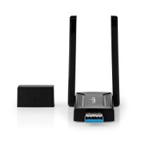 Nedis Netzwerk-Dongle / Wi-Fi / AC1200 / 2.4/5 GHz (Dual Band) / USB3.0 / Wi-Fi speed total: 1200 Mbps / Windows 10 / Windows 11 / Windows 8