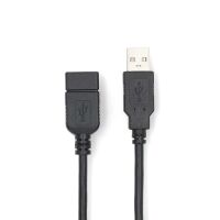 Nedis USB-Kabel / USB 2.0 / USB-A Stecker / USB-A Buchse / 480 Mbps / Vernickelt / 1.00 m / Rund / PVC / Schwarz / Box