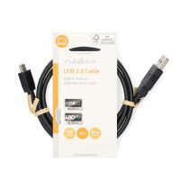 Nedis USB-Kabel / USB 2.0 / USB-A Stecker / USB Mini-B 5 pin Stecker / 480 Mbps / Vernickelt / 1.00 m / Rund / PVC / Schwarz / Label