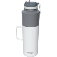 Asobu Twin Pack Bottle with Mug Weiss, 0.9 L + 0.6 L Trinkflaschen