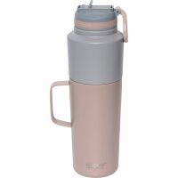 Asobu Twin Pack Bottle with Mug Pink, 0.9 L + 0.6 L Trinkflaschen