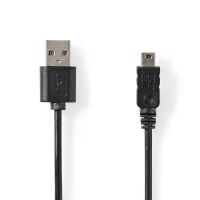 Nedis USB-Kabel / USB 2.0 / USB-A Stecker / Mini 5-Pin Stecker / 480 Mbps / Vernickelt / 2.00 m / Rund / PVC / Schwarz / Label