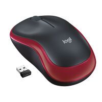 Logitech Wireless Mouse M185 - Ambidextrous - Optical - RF Wireless - 1000 DPI - Black - Red