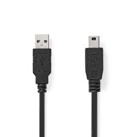 Nedis USB-Kabel / USB 2.0 / USB-A Stecker / USB Mini-B 5 pin Stecker / 480 Mbps / Vernickelt / 5.00 m / Rund / PVC / Schwarz / Label