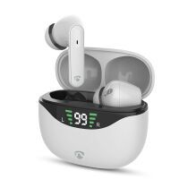 Nedis Vollständig drahtlose Kopfhörer / ANC (Active Noise Cancelling) / Bluetooth® / max. Batteriespielzeit: 30 Std / Berührungssteuerung / Ladegehäuse / Kabelloses Ladegehäuse / Eingebautes Mikro / Stimmkontrolle / Weiss