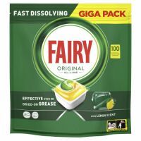 Fairy Original All in One Spülmaschinentabs, Zitrone, 100 Tabs, Die Sogar Bei Eingetrocknetem Fett Wirken 